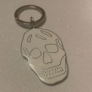 Alexander McQueen White and Silver Skull Keychain